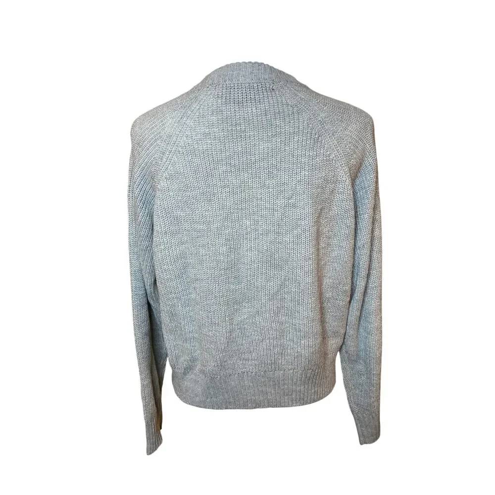French Connection Women’s Pearl-Embellished Gray Knit Sweater Size XS Coquette